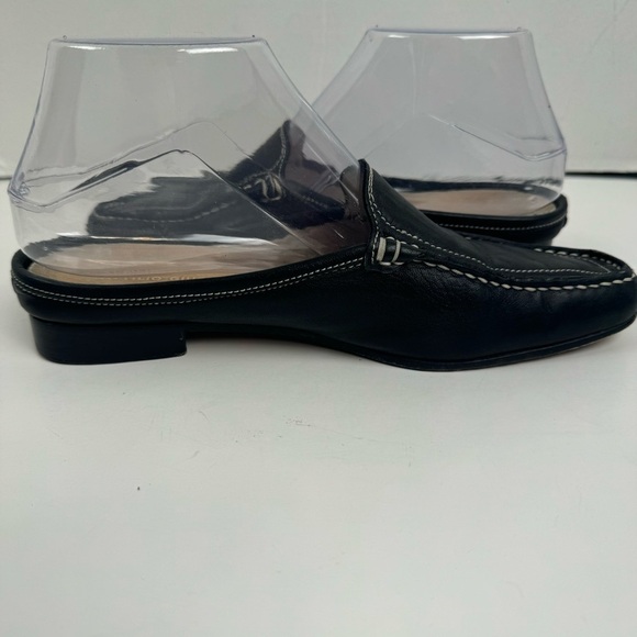 AGL Attilio Giusti Leomburni Black Leather Slides Mules  Italy 36 1/2 - Picture 1 of 9